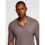 Ombre Mens buttonless polo shirt with open collar - ash