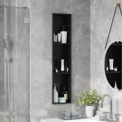 vidaXL Tuš niša Črna 90 x 20 x 9.5 cm Nerjaveče jeklo