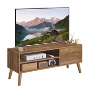 Songmics Nizka omara v mediteranskem slogu, medeno rjava, za TV do 55 palcev