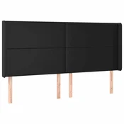 Vidaxl Vzglavje z ušesi črno 183x16x118/128 cm umetno usnje