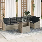 Sjedeća garnitura za vrt 7 kom. Svijetlo siva poliratan Svjetlosiva 288.5 x 123.5 x 85 cm