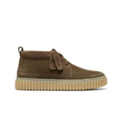 Clarks za moške. 26183474 Torhill Lace zeleni usnjeni gležnjarji (40), Ravna stran, Čipke, Priložnostno