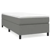 Vidaxl Posteljni okvir z vzmetmi temno siv 90x200 cm blago