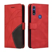 Preklopna torbica za Motorola Moto E 2020 iz umetnega usnja – rdeča