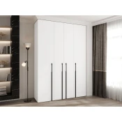 Garderobna omara Hartford 570 (Bela) Bela, Črna, 246x170x42cm, Vrata omareVrata omare: S tečaji