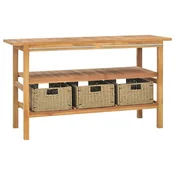 Kupaonski ormaric s 3 košare od masivne tikovine 132x45x75 cm