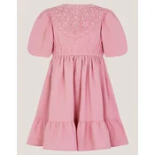 Monsoon Children Haljina za devojcice Crochet Yoke, Mini, Roze