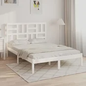 vidaXL Posteljni okvir bel iz trdnega lesa 160x200 cm