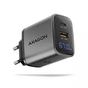 AXAGON ACU-PQ67D PD3.0 & QC4+ 2xOUTPUTS LCD display mural punjač 67W crno