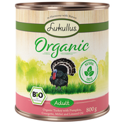 Ekonomično pakiranje Lukullus Organic 12 x 800 g Adult puretina s tikviom (bez glutena)