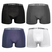 4-PACK enobarvne moške boksarice Uomo