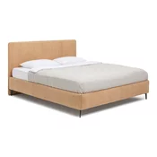 Gorčično rumena oblazinjena zakonska postelja z letvenim dnom 160x200 cm Noira Slim – Bonami Selection