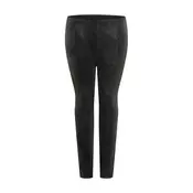 Womens washed trousers made of artificial leather black