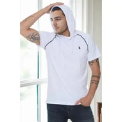 T9570 DEWBERRY HOODED MENS T-SHIRT-WHITE