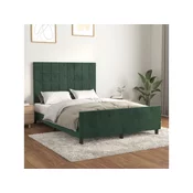 Den Posteljni okvir z vzglavjem temno zelen 140x190 cm žamet