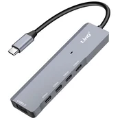 LINQ LinQ, Razdelilnik USB-C OTG za 3x USB C 5Gbps + USB 3.0 + USB C Power Delivery 60W, Črna, (5000063521)