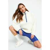 Trendyol White Plush Knitted Sports Sweatshirt