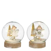 Novoletni dekor Krogla z angelom, LED lučke, 11cm, 2 motiva