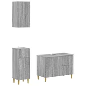 vidaXL 3-delni set kopalniških omaric DELFT Siva Sonoma Inženirski les