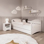 Drveni Deciji Krevet Classic Sa Fiokom - 160x80 cm Beli