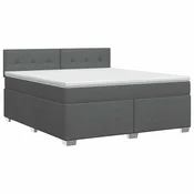 vidaXL Postelja boxspring z vzmetnico Temno siva 140 x 200 cm Blago