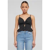 Womens top Waffle Pique Ruffle black