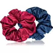 BrushArt Hair Large satin scrunchie set elastike za lase Red & Blue (2 ks)