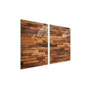 shumee Steklena zaščitna plošča za štedilnik 2x45x52 Les