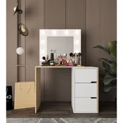 Hanah Home toaletni sto Modena Hollywood sa ogledalom i osvetljenjem, 120 cm, hrast Sapphire / beli