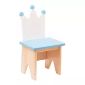 Personalized Wooden Kids’ Chair – Unique Design & Premium Quality! – Crown White + Blue tips + Blue seat