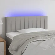 Vidaxl vidaXL Vzglavje postelje z LED svetlo sivo 100x5x78/88 cm blago