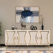 Hanah Home Konzolni sto Tean, 150x75x35 cm, Belo-zlatne boje