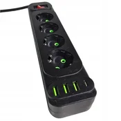 2x USB PODALJŠEK KABEL 5 VTIČNIC 2m POLNILEC USB TIPA-C 3x RAZDELILNIK