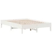 Vidaxl Posteljni okvir brez vzmetnice bel 120x200 cm trdna borovina