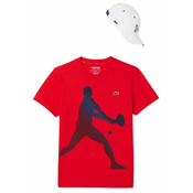 Muška majica Lacoste Tennis X Novak Djokovic T-Shirt & Cap Set - red currant