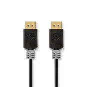 Nedis Displayport kabel | DisplayPort moški | DisplayPort moški | 8K@60Hz | Pozlačeno | 3,00 m | Okrogla | PVC | Antracit / siva | Škatla