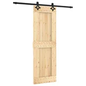 Vidaxl Drsna vrata Naravna in črna 70 x 210 cm Masiven borov les