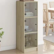 Visoka komoda sa staklenim vratima boja hrasta 35 x 37 x 109 cm