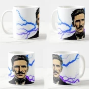 Keramicka šolja Nikola Tesla, 330ml, Bela