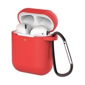 Silikonska mehka torbica z držalom za AirPods 2 / AirPods 1 - rdeča KP25130