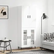 Vidaxl Visoka omara bela 69,5x34x180 cm inženirski les