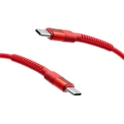 mobilNET pleten kabel 2x Type-C 60W 2M 3A, rdeč