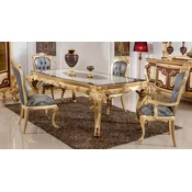 Casa Padrino luxury baroque dining room set blue/white/brown/gold - 1 Baroque Dining Table & 6 Baroque Dining Chairs - Baroque dining room furniture - Luxury furniture in the baroque style