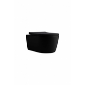 M B Wc školjka ROUND TORNADO črna Rimless z desko soft close