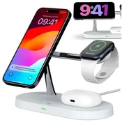 Tech-protect BREZŽIČNI POLNILEC A12 3-V-1 Z MAGNETNIM ZAPOSLENIM MAGSAFE, BEL