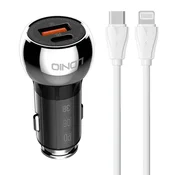 LDNIO avtomobilski polnilec ldnio c1 usb, usb-c + usb-c - lightning kabel