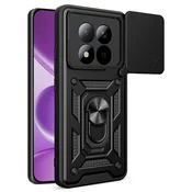 Oklepni ovitek MaX-Armor z obročem, kovinsko ploščico in zaščito zadnjih kamer za Xiaomi Redmi Note 15 Pro 4G - black