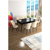 Hanah Home Set Trpezarijski sto i 6 stolica Han, Krem-crni