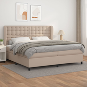 Greatstore Box spring postelja z vzmetnico kapučino 200x200 cm um. usnje