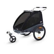 Thule Coaster XT crna dječja kolica i prikolica za bicikl za dvoje djece